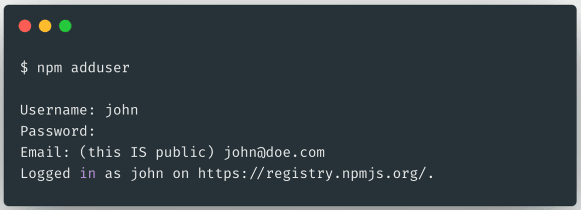 NPM adduser